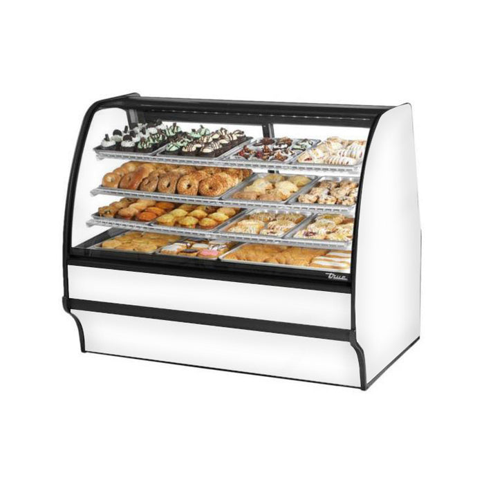 True TGM-DC-59-SM/SM-W-W 59" White Dry Merchandising Display Case with Side Mirrors