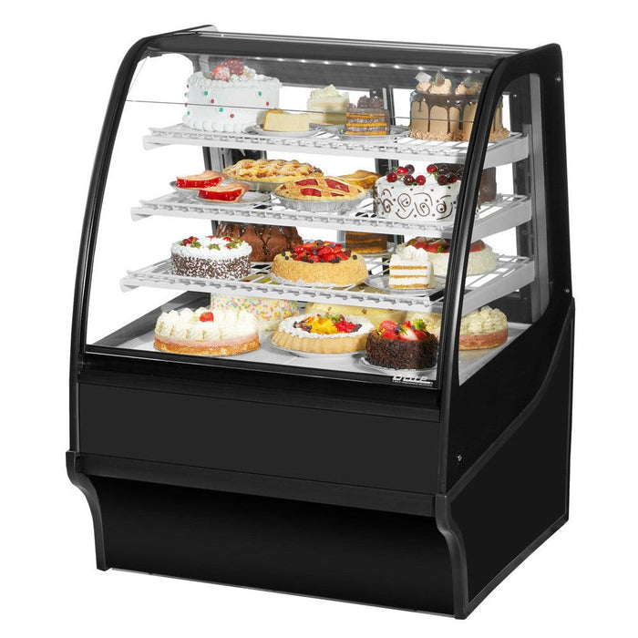 True TDM-R-36-GE/GE 36" Black Curved Glass Refrigerated Bakery Display Case