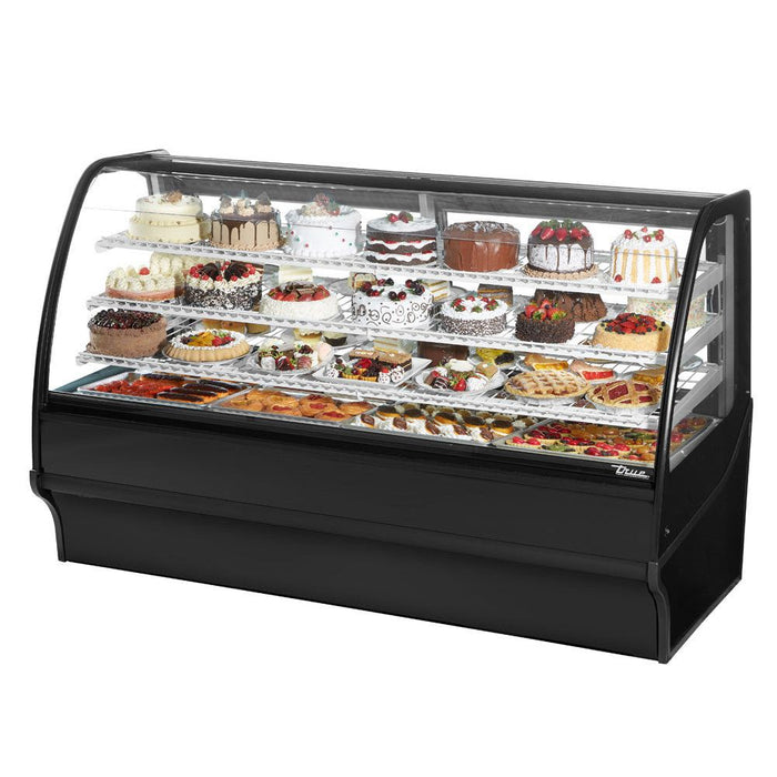 True TDM-R-77-GE/GE 77" Black Curved Glass Refrigerated Bakery Display Case