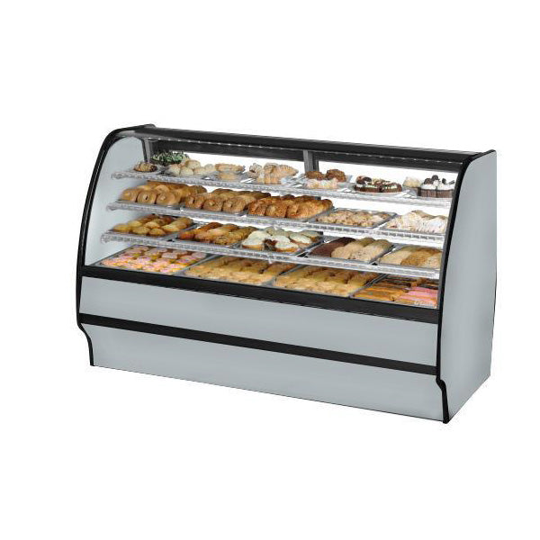 True TGM-DC-77-SM/SM-S-S 77" Stainless Steel Dry Merchandising Display Case with Side Mirrors