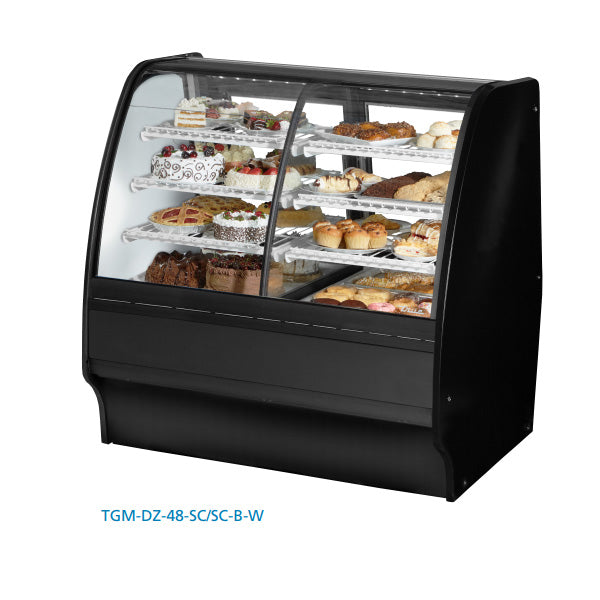 True TGM-DZ-48-SM/SM-B-W 48" Black Refrigerated & Dry Merchandising Display Case with White Interior