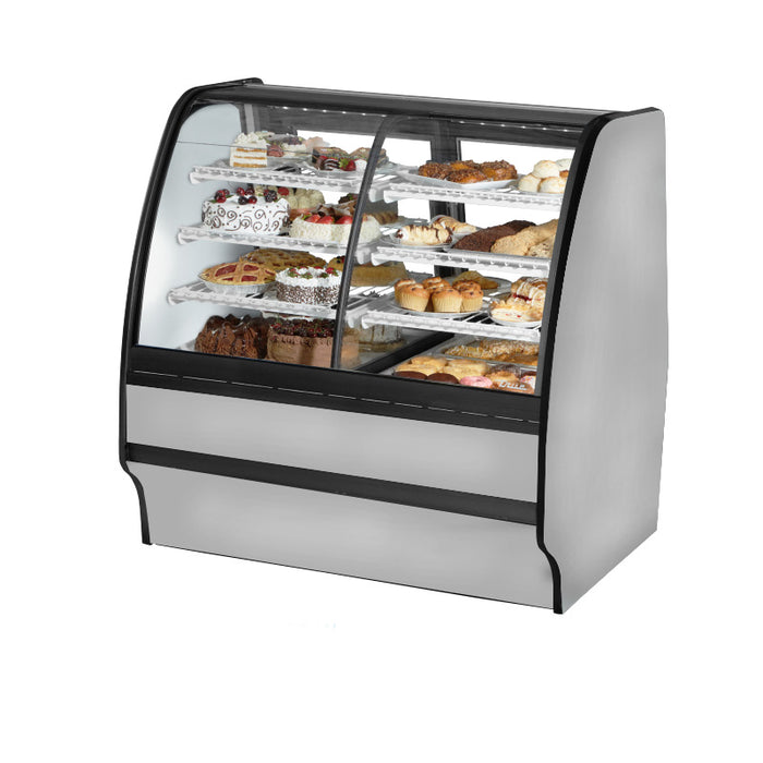 True TGM-DZ-48-SM/SM-S-S Stainless Steel Refrigerated & Dry Merchandising Display Case with Side Mirrors