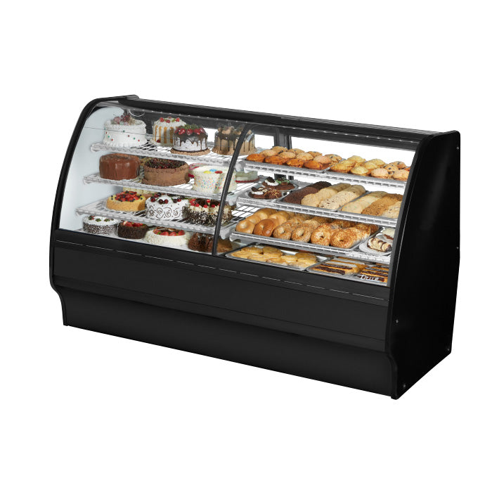 True TGM-DZ-77-SM/SM-B-W 77" Black Refrigerated & Dry Merchandising Display Case with White Interior & Side Mirrors