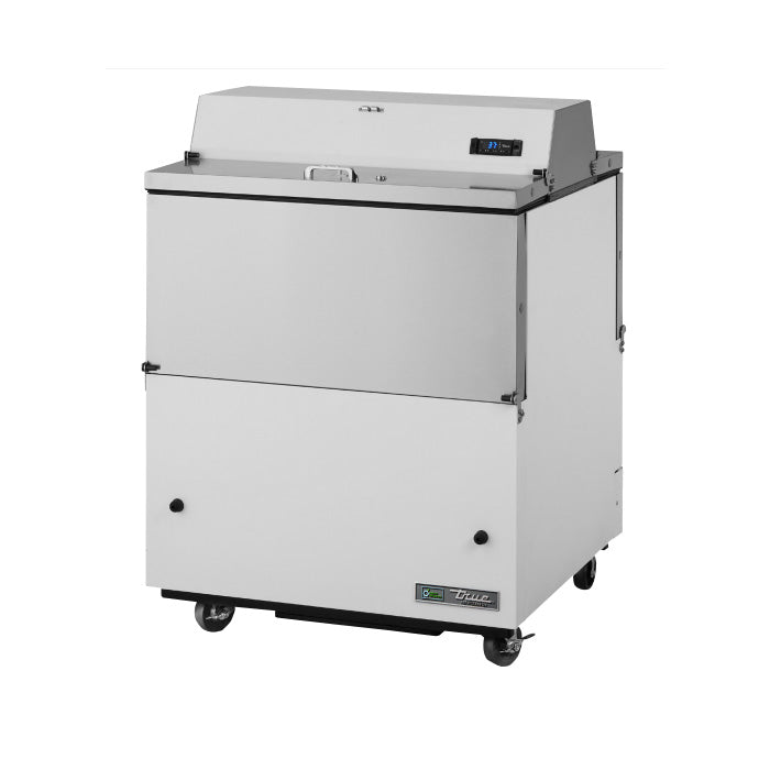 True TMC-34-DS-SS-HC 34" Dual Sided Milk Cooler with White Powder Coated Exterior & Stainless Steel Interior