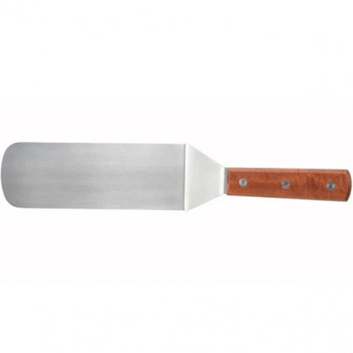 Winco TN249 8" x 2" Blade Solid Flexible Turner with Wood Handle