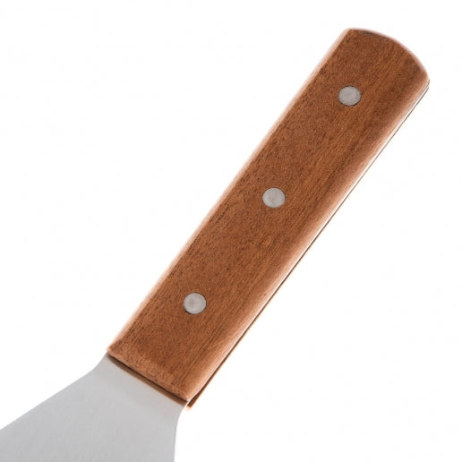 Winco TN48 8" Blade Solid Turner with Wood Handle and Satin Finish