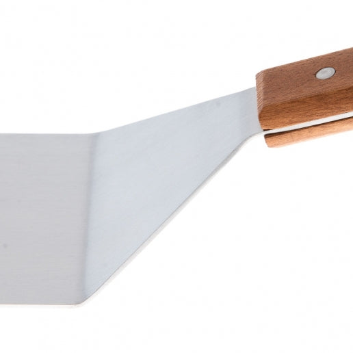 Winco TN48 8" Blade Solid Turner with Wood Handle and Satin Finish