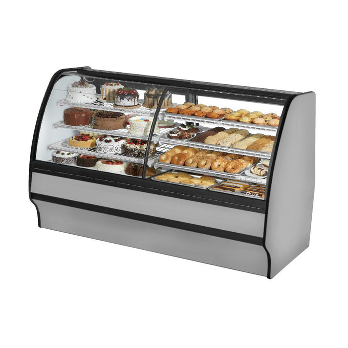 True TGM-DZ-77-SC/SC-S-W 77" Stainless Steel Refrigerated & Dry Merchandising Display Case with White Interior