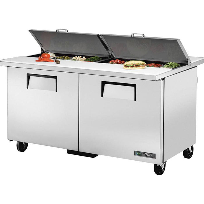 True TSSU-60-16-DS-ST-HC 60" Dual Sided 2-Door Salad/Sandwich Refrigerated Prep Table