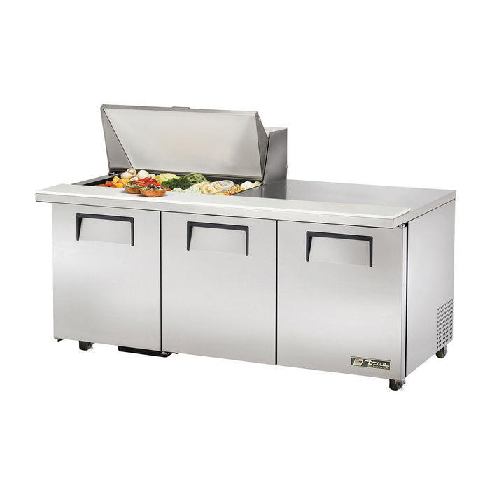 True TSSU-72-15M-B-HC 72" Mega Top 3-Door Salad/Sandwich Refrigerated Prep Table