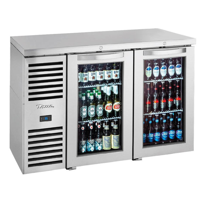 True TBR60-RISZ1-L-S-GG-1 60" Stainless Steel Glass 2-Door Single Back Bar Refrigerator