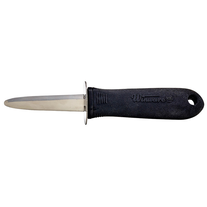 Winco VP-314 2.75" Blade Black Stainless Steel Oyster/Clam Knife