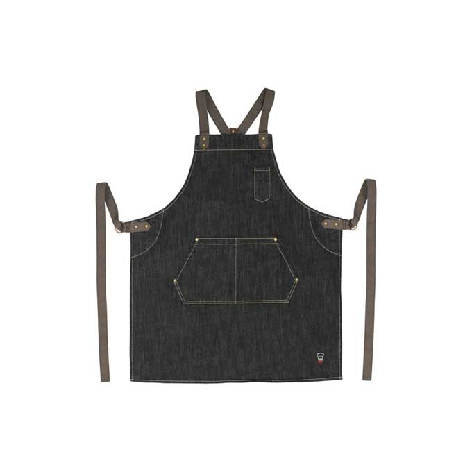 Winco BADN-3126 32" x 27" Heavyweight Denim Bib Apron with Cross-Back