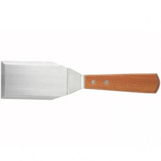 Winco TN719 5" x 2" Blade Solid Hamburger Turner with Wood Handle