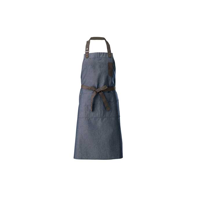 Winco BA-3327B 33.5" x 27" Mid-weight Blue Bib Apron with 8 Waist Pockets