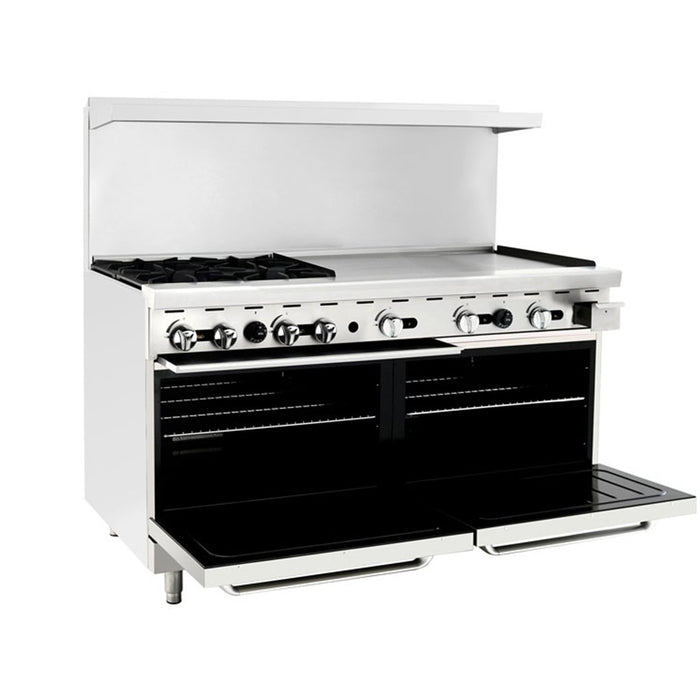 Atosa AGR-4B36GR Natural Gas 60" 4 Burner Range with 36" Right Griddle Top - 257,000 Btu - Nella Online