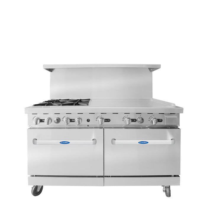 Atosa AGR-4B36GR Natural Gas 60" 4 Burner Range with 36" Right Griddle Top - 257,000 Btu - Nella Online