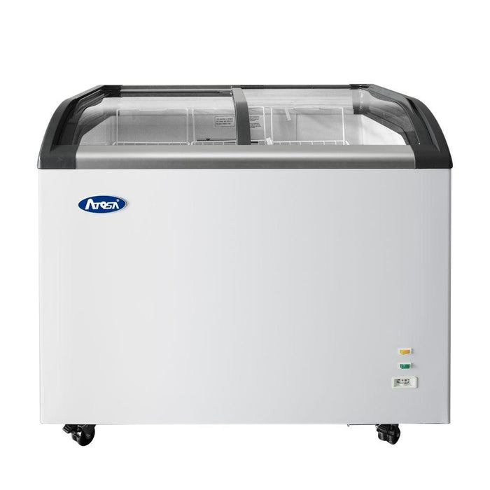 Atosa MMF9110 40" Angle Curved Glass Top Chest Freezers - Nella Online