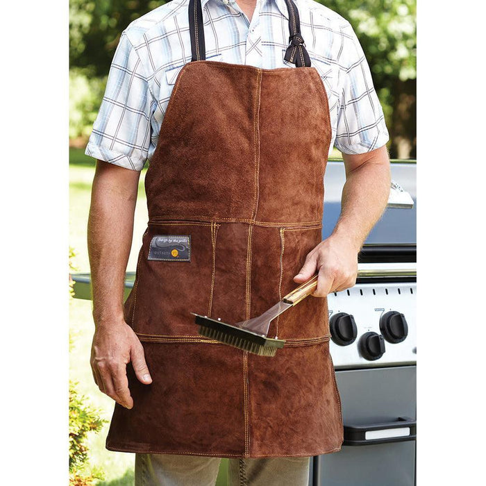 Outset 30" x 26" Black Leather Grill Apron - 76605