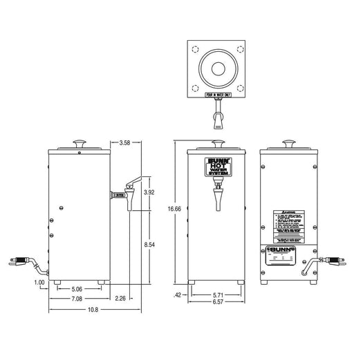 BUNN® 43600.0002 H5X 208V Electric 5 Gallon Hot Water Dispenser