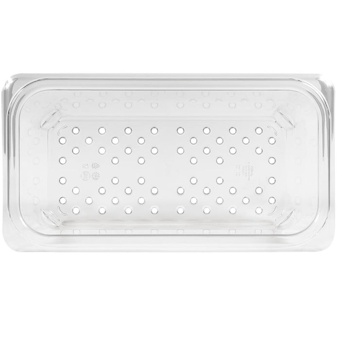 Cambro Camwear 33CLRCW135 3" Deep Clear Polycarbonate Colander Pan - 1/3 Size - Nella Online