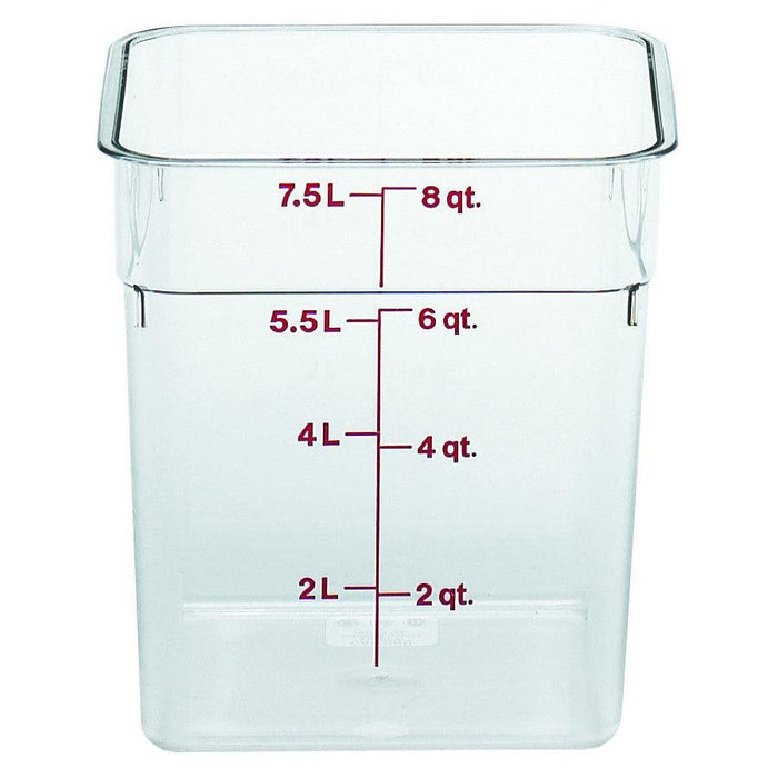 Cambro 8SFSCW135 Camwear 8 Qt. Clear Square Food Storage Container - Nella Online