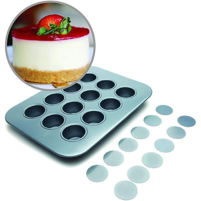 Fox Run 4862 12-Cup Non-Stick Mini Cheesecake Pan with Removable Bottoms