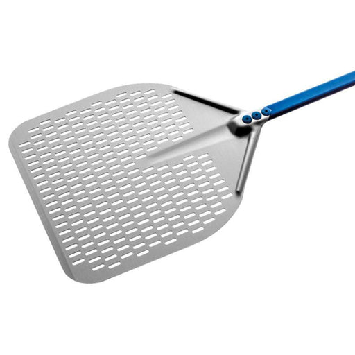 GI Metal A-41RF Azzurra 16” Aluminum Rectangular Perforated Pizza Peel with 59” Handle - Nella Online