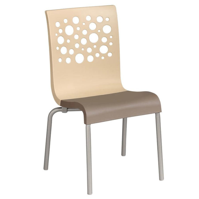 Grosfillex US835413 Stacking Resin Chair with Beige Back and Taupe Seat - Nella Online