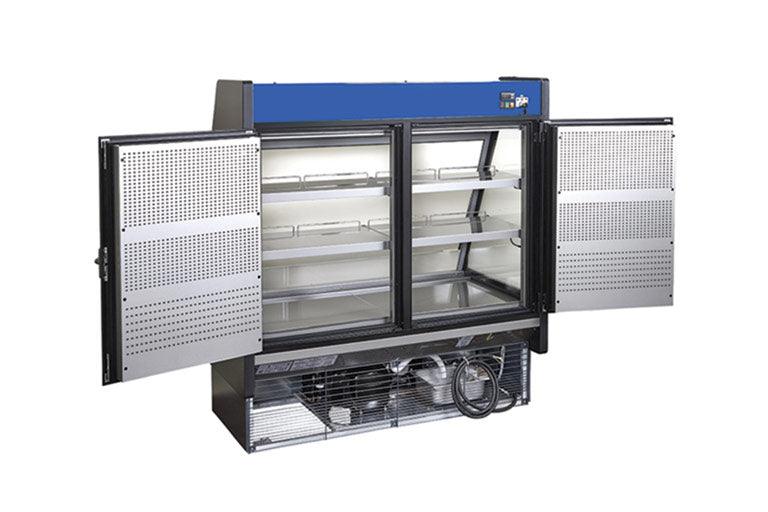 Hydra Kool 40” Low Profile Open Merchandiser with Electric Shutter/Front and Rear Loading - KGL-RS-40-S - Nella Online