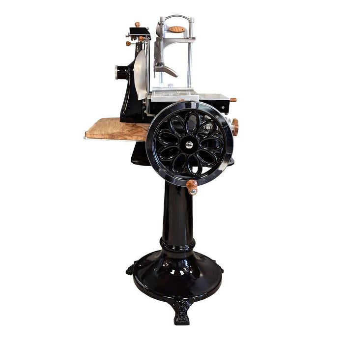 Nella 14" Black Olive Wood Volano Meat Slicer with Flower Flywheel - 45877 - Nella Online