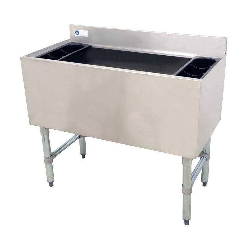 Ice Bin Lid With Bottle Well Holder, 18 Width, 18GA Stainless Steel  (Underbar)