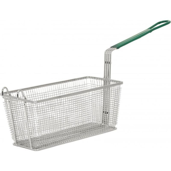 Nella 13.25" x 6.5" x 5.88" Nickel-plated Iron Fryer Basket in Green Handle - 11367