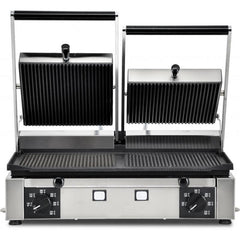 Nella 10" x 19" Ribbed Sandwich Grill 230V - 11378