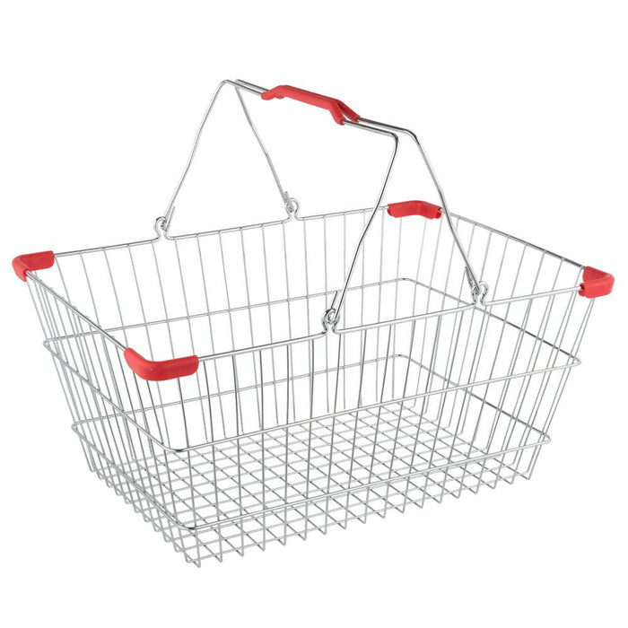 Nella 18" x 13" Chrome Grocery Shopping Basket With Red Handles - 13022 - Nella Online