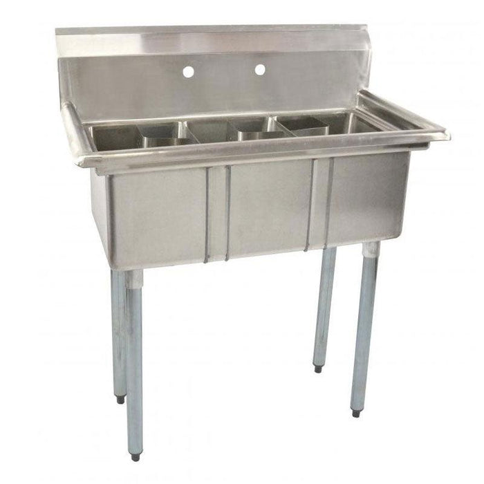 Nella 10” x 14” x 10” Space Saver Three Tub Sink with Corner Drain and No Drain Board - 39761 - Nella Online