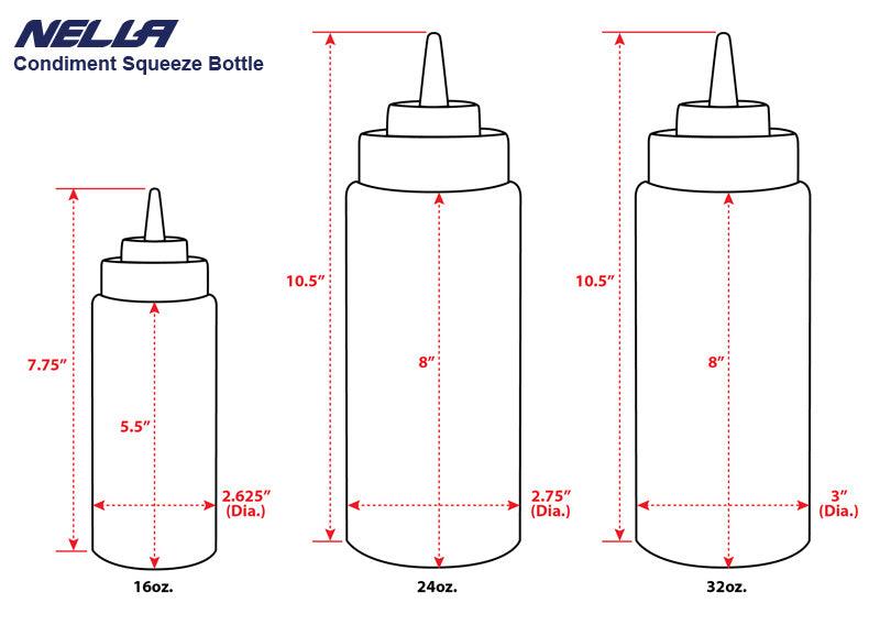 Nella 16 Oz. Clear Plastic Squeeze Bottle - 6/Pack