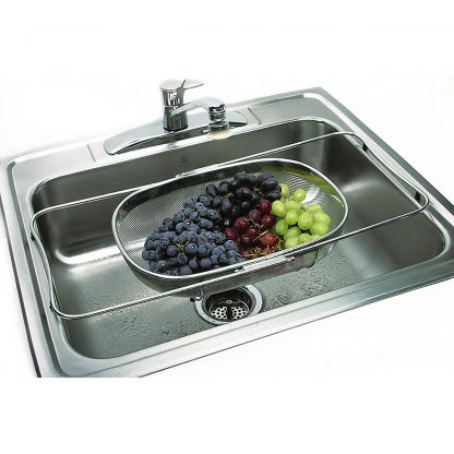 Norpro 2158 Expandable Stainless Steel Over-The-Sink Strainer with Base Frame