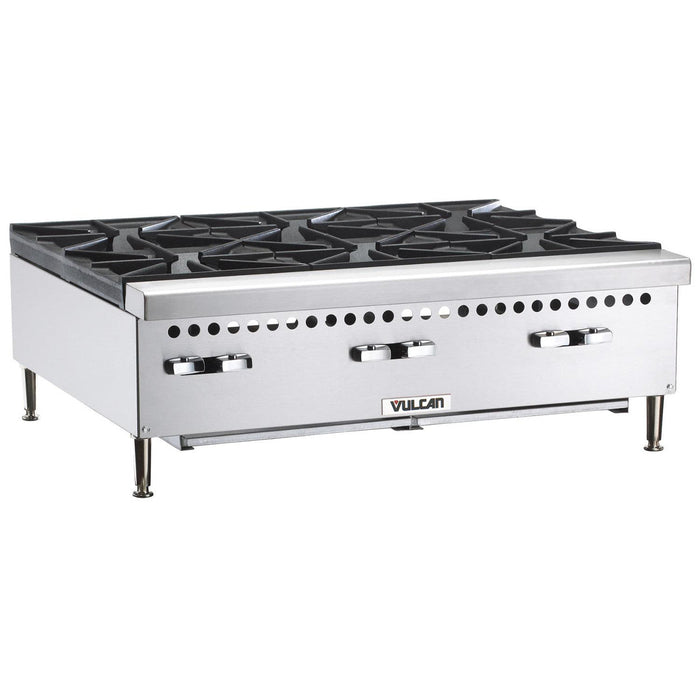 Vulcan VCRH36 Restaurant Series Liquid Propane 36” Countertop 6-Burner Gas Hot Plate - 150,000 BTU